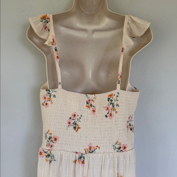 Lily Rose ivory pink floral ruffle cap spaghetti strap sweetheart midi dress XL - Picture 9 of 15